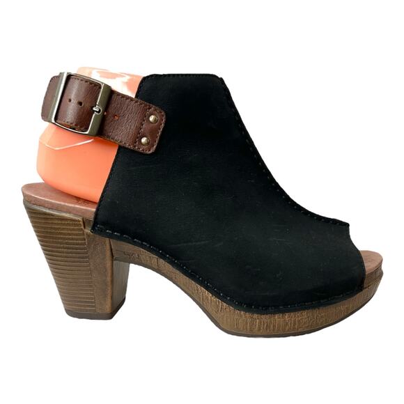 DANSKO Reggie Peep Toe Slingback Sandal in Black Milled Nubuck Womens Size EU 40 - Picture 2 of 14